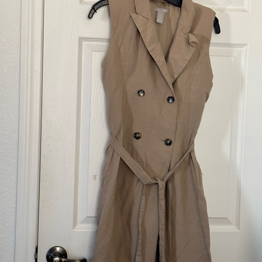 H&M Tan Double-Breasted Midi Dress